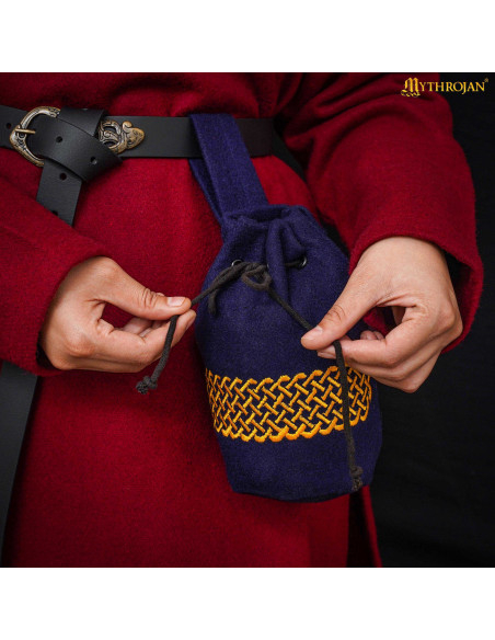 Bolsa medieval de lã bordada para...