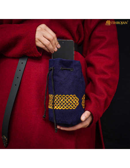 Bolsa medieval de lã bordada para...