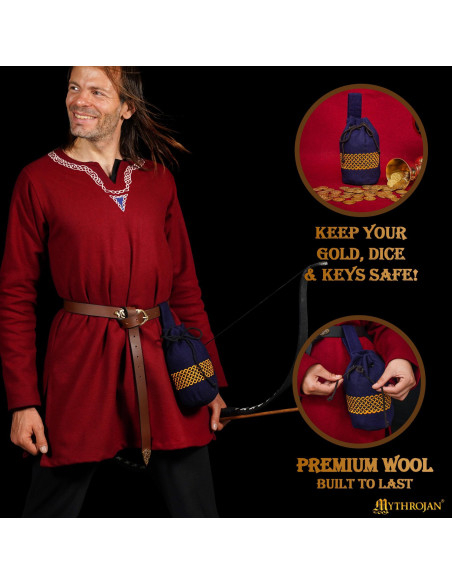 Bolsa medieval de lã bordada para...