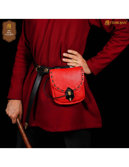 Bolsa medieval de couro com fecho de...