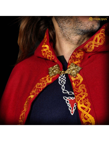 Capa medieval de lã com bordas...