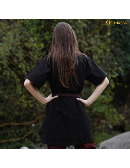 Túnica vikinga de algodão com gola...