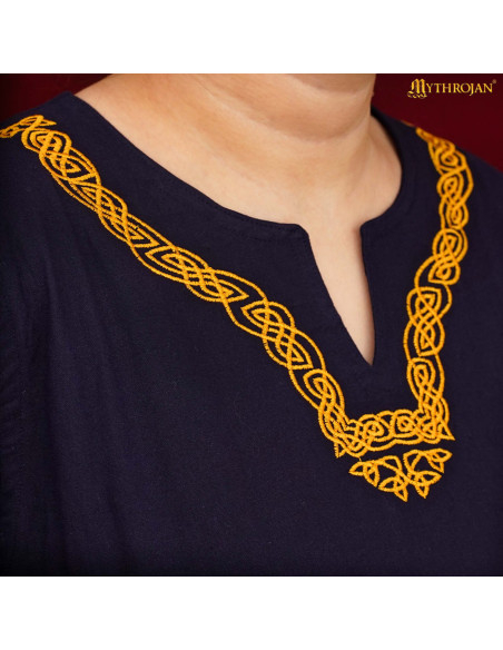 Túnica vikinga de algodão manga longa...