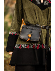 Bolsa de cintura medieval em couro modelo Volmar, cor preta