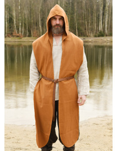 Cachecol medieval com capuz de algodão, cor bege 2
