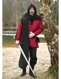 Cachecol medieval com capuz de algodão, cor preta