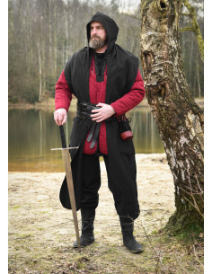 Cachecol medieval com capuz de algodão, cor preta 2