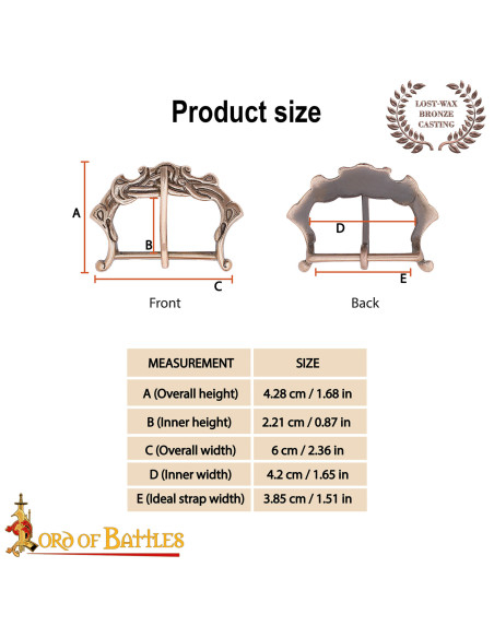 Fivela nórdica em bronze, acabamento...