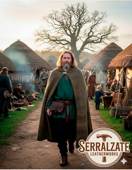 Bolsa Celta anel e cruz em couro...