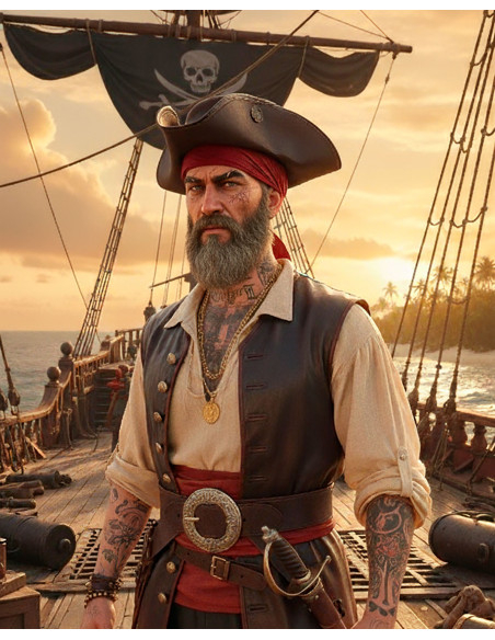 Chapéu Pirata Tricorn de Couro,...