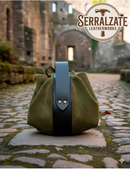 Bolsa limosneira medieval de couro...