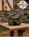 Bolsa limosneira medieval de couro modelo Celira, cor verde