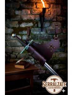 Tahalí de couro para espadas modelo Fernando, marrom escuro 2