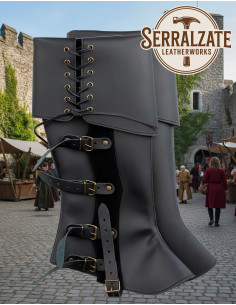 Polainas medievais Valerio pretas, ajustáveis