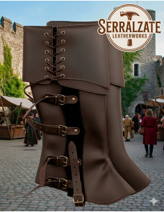 Polainas medievais Valerio marrom escuro, ajustáveis