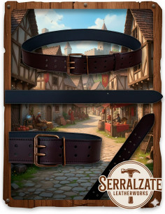 Cinto medieval Horácio com fecho duplo, marrom escuro 2