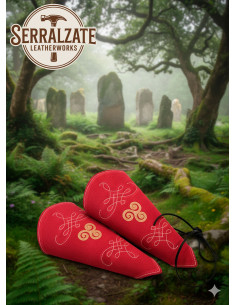 Pulseiras de goleiro de couro camurça vermelha, modelo Nyara 2