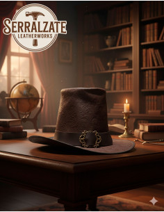 Chapéu do feiticeiro sombrio em couro Deluxe, cor marrom