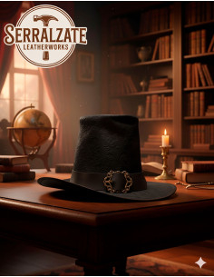 Chapéu do feiticeiro sombrio em couro Deluxe, na cor preta