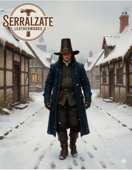 Chapéu do mago negro de couro liso,...