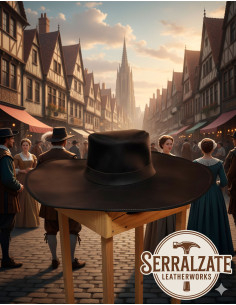 Chapéu medieval de couro modelo Alatriste, cor marrom 2