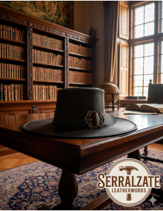 Chapéu medieval de couro modelo Hidalgo, cor marrom 2