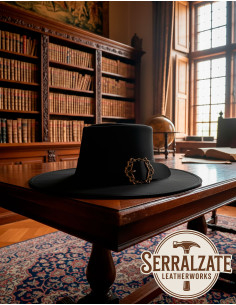 Chapéu medieval de couro modelo Hidalgo, cor preta 2