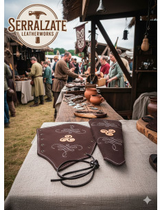 Pulseiras arqueiro de couro de camurça marrom escuro,...