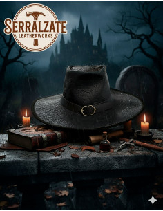 Chapéu Deluxe não oficial Van Helsing em couro, cor preta