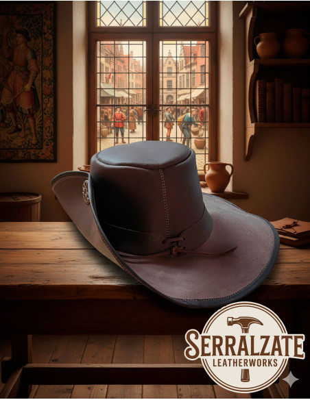 Chapéu medieval de couro modelo...