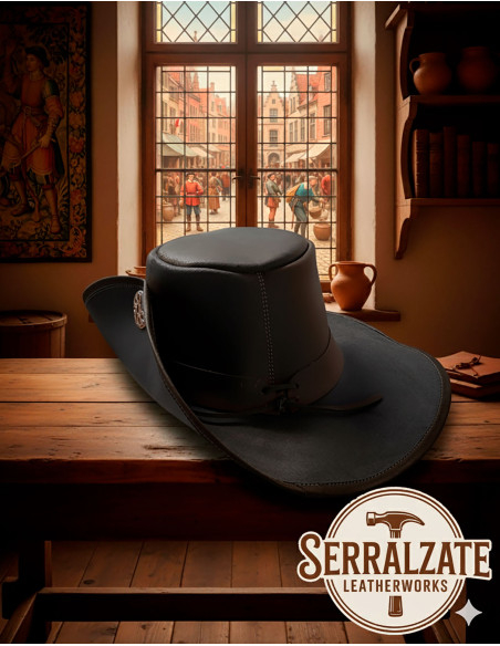 Chapéu medieval de couro modelo...