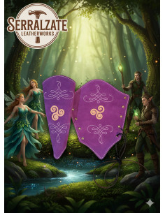 Pulseiras arqueiro de couro camurça violeta, modelo Nyara