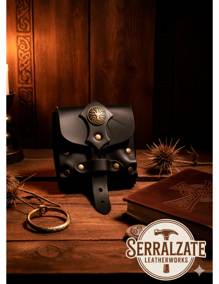 Bolsa de linho do Druida em preto