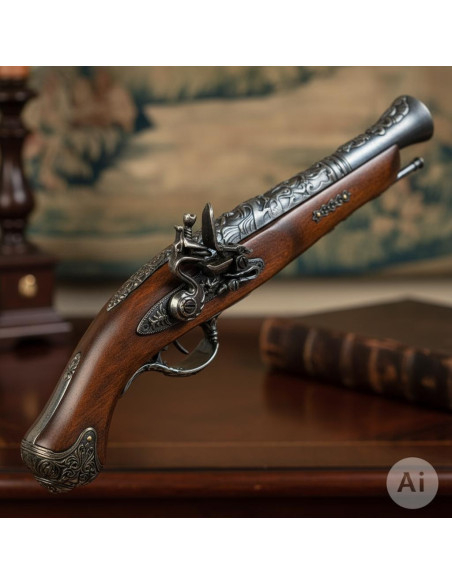 Pistola de pederneira francesa...