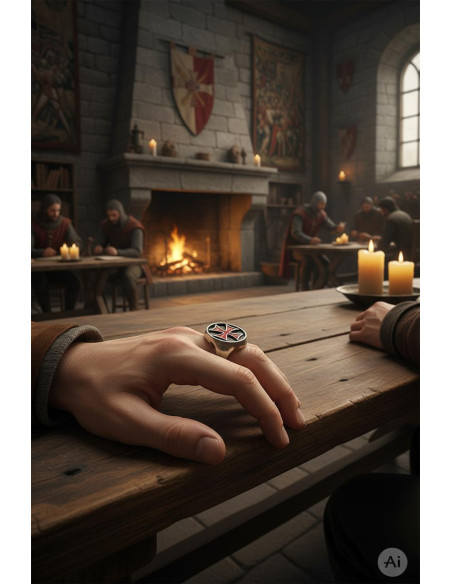 Anel Cruz Templária Esmaltado