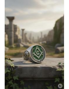 Anel Maçônico Esmaltado Verde