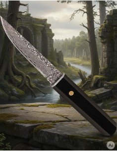 Faca esportiva de aventura Albainox lâmina damasco (22 cm).