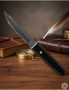 Faca de aventura Albainox lâmina de damasco envelhecido...