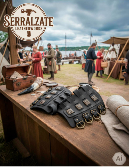 Braceletes vikings Aslaug em preto