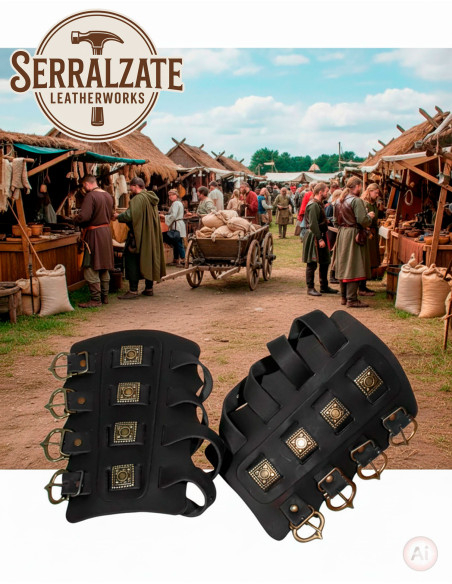 Braceletes vikings Aslaug em preto