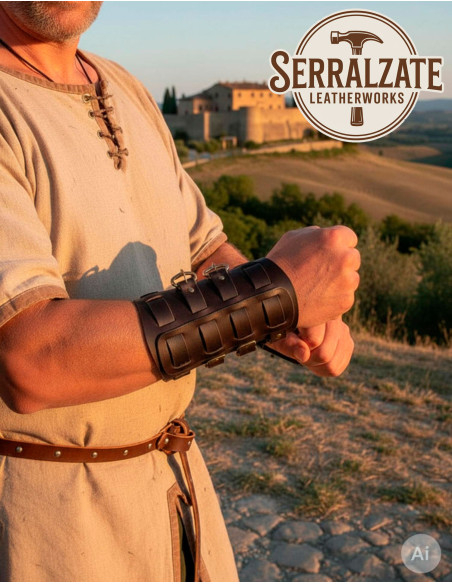 Braceletes vikings Gunnar em pele...