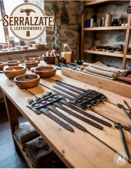 Braceletes vikings Gunnar em pele...