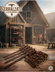 Braceletes vikings Gunnar em pele marrom escura 2