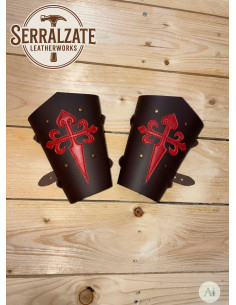 Braceletes templários Cruz de Santiago em marrom 2