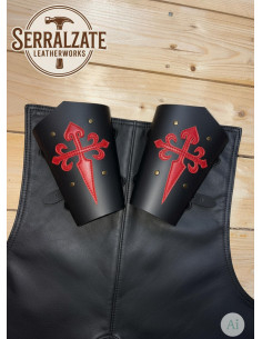 Pulseiras templárias Cruz de Santiago em preto 2