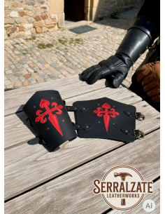 Pulseiras templárias Cruz de Santiago em preto