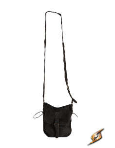 Bolsa tiracolo medieval de couro de camurça, cor preta 2