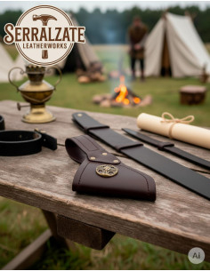 Tahalí medieval em pele para pendurar espada, marrom 2