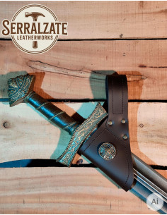 Tahalí medieval em pele para pendurar espada, marrom