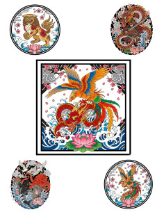 Tatuagem temporária com temática japonesa Irezumi...